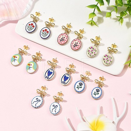 Printed Handmade Porcelain Dangle Earrings EJEW-JE07488-1