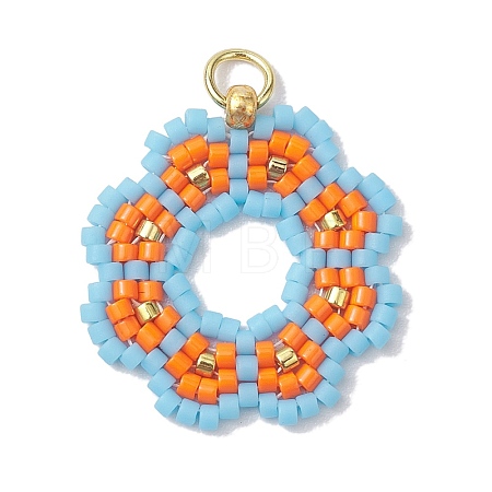 Seed Beads Beaded Charms PALLOY-MZ00205-03-1