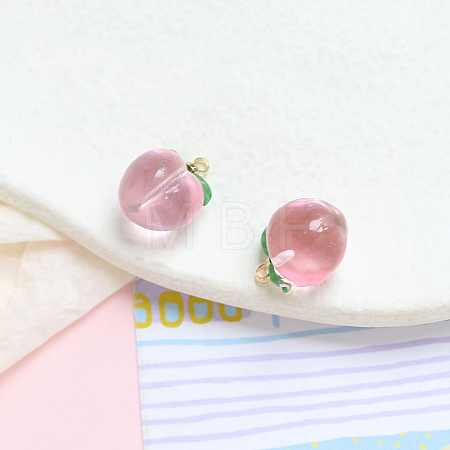 Transparent Resin Peach Charms INS-PW0001-08G-01-1