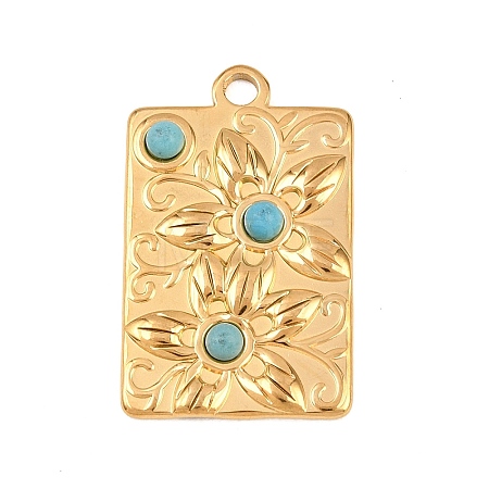 304 Stainless Steel with Synthetic Turquoise Pendants STAS-H253-01B-G-1