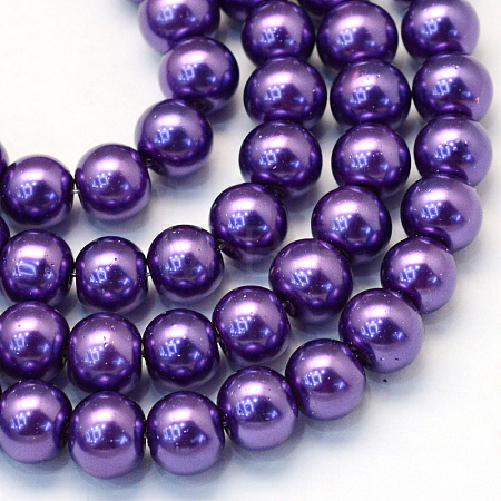 Baking Paint Pearlized Glass Pearl Round Bead Strands X-HY-Q003-6mm-76-1