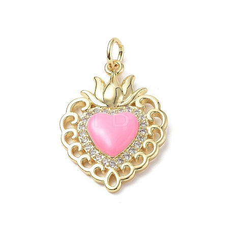 Eco-Friendly Rack Plating Brass Micro Pave Cubic Zirconia Pendants KK-F845-33G-05-1