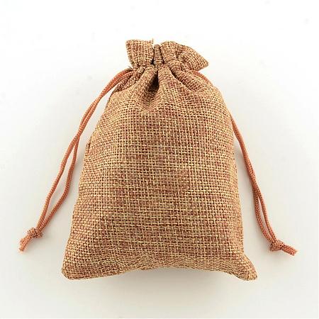 Polyester Imitation Burlap Packing Pouches Drawstring Bags ABAG-R004-18x13cm-03-1