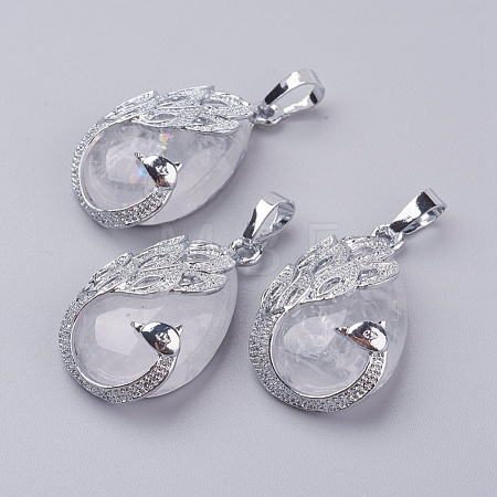 Natural Quartz Crystal Pendants X-G-E442-04W-1