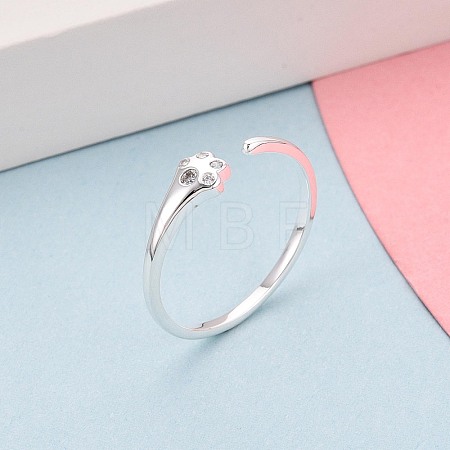 925 Sterling Silver Micro Pave Clear Cubic Zirconia Open Cuff Rings for Women STER-N016-143S-1