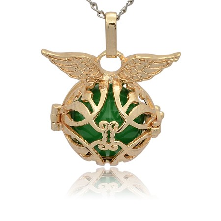 Golden Tone Brass Cage Pendants KK-J213-15G-1