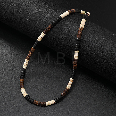 Retro Men's Coconut & Shell & Hematite Heishi Beaded Necklaces X-OX2630-4-1