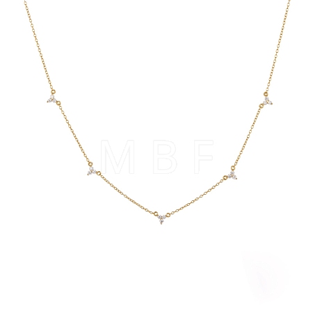Cubic Zirconia Flower Pendant Necklacs for Women NJEW-F310-01G-1