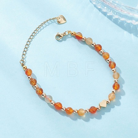 Natural Carnelian Beaded Bracelets BJEW-JB12752-01-1