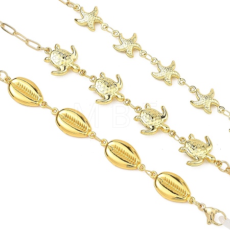 Ocean Series Shell & Starfish & Turtles 304 Stainless Steel Eyeglass Chains AJEW-EH00409-1