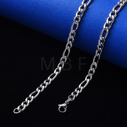 Non-Tarnish 304 Stainless Steel Figaro Chain Necklaces NJEW-S420-003A-P-1