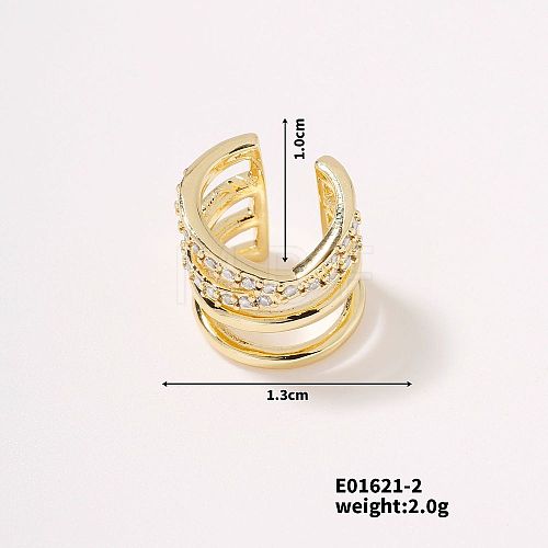 Chic C-shaped Ear Clip with Sparkling and Diamonds LP3340-2-1