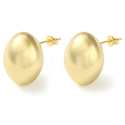 Oval Brass Stud Earrings for Women EJEW-A034-05G-1