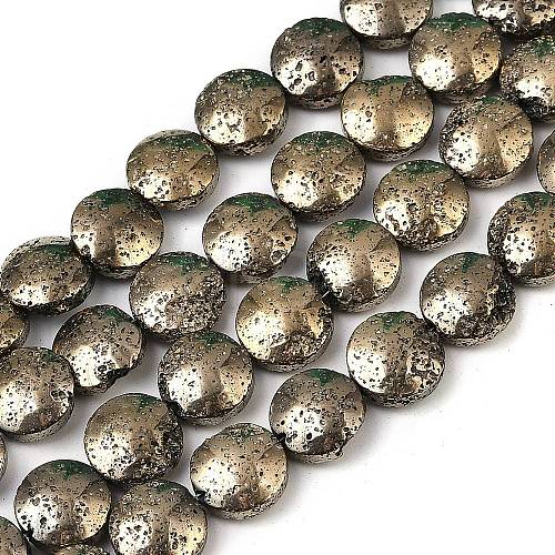 Electroplated Natural Lava Rock Beads Strands G-K388-01I-1