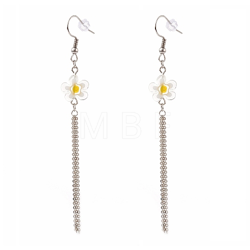 Millefiori Glass Flower Dangle Earrings EJEW-JE04468-03-1