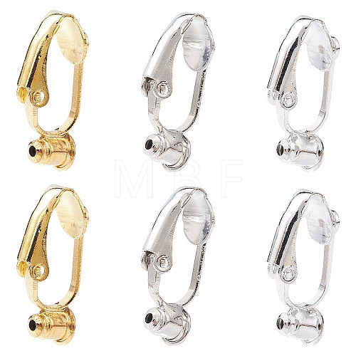 6Pcs 3 Colors Brass Clip-on Earring Converters Findings KK-YW0002-06-1
