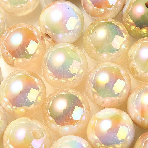 UV Plating Rainbow Iridescent Acrylic Beads PACR-E001-03I-1