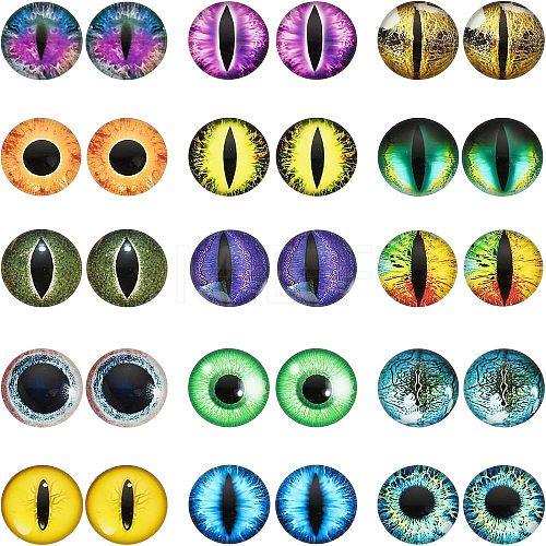 30Pcs 15 Style Luminous Glass Cabochons DIY-CA0004-97-1