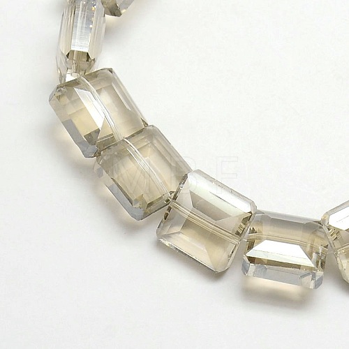 Electroplate Crystal Glass Square Beads Strands EGLA-F064B-08-1