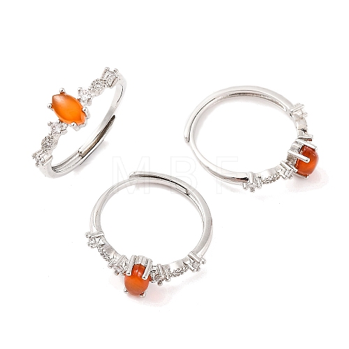 Horse Eye Natural Carnelian Adjustable Rings RJEW-Q817-02P-05-1