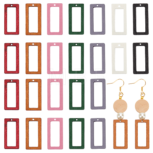  140Pcs 7 Colors Wood Pendants WOOD-NB0002-29-1