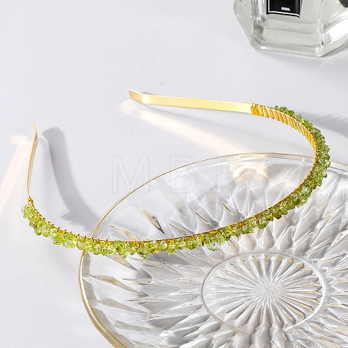 Wire Wrapped Natural Peridot Chip Hair Bands PW-WG27230-16-1