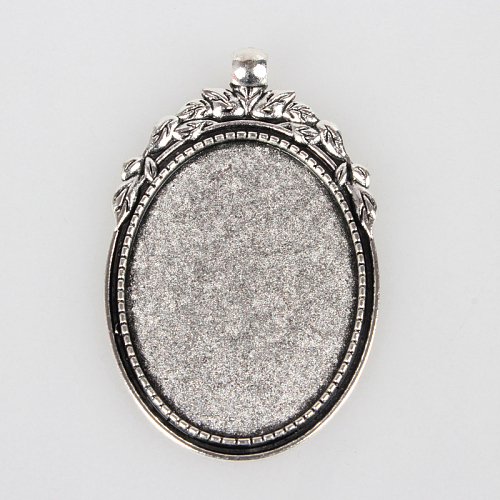 Tibetan Style Alloy Pendant Cabochon Bezel Settings TIBEP-N003-40AS-1