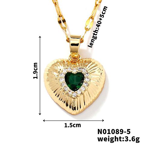 Brass Luxury Cubic Zirconia Heart Pendant Necklaces UV5875-2-1