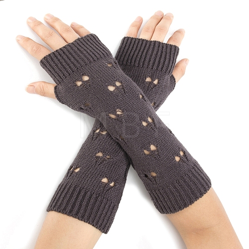 Warm Knitted Acrylic Fiber Heart Half Sleeve Gloves PW-WGC2DC6-04-1