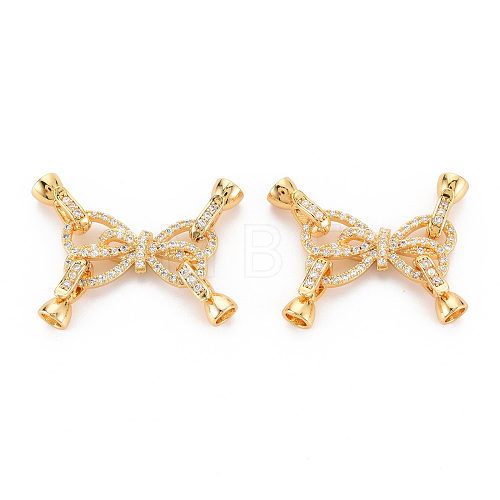 Brass Micro Pave Clear Cubic Zirconia Fold Over Clasps KK-S354-315-NF-1