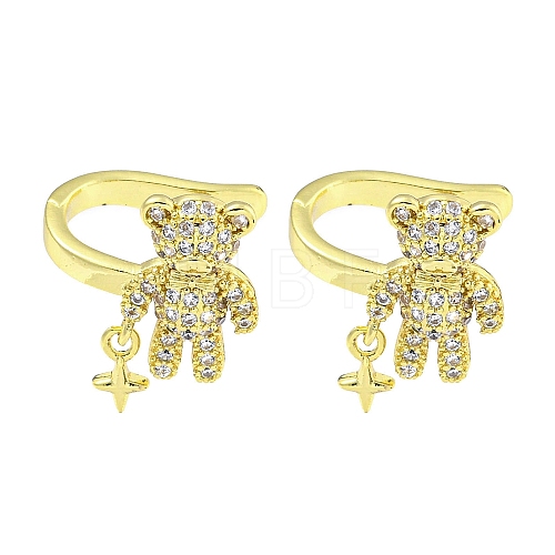 Brass Micro Pave Cubic Zirconia Cuff Earrings EJEW-C104-060G-1