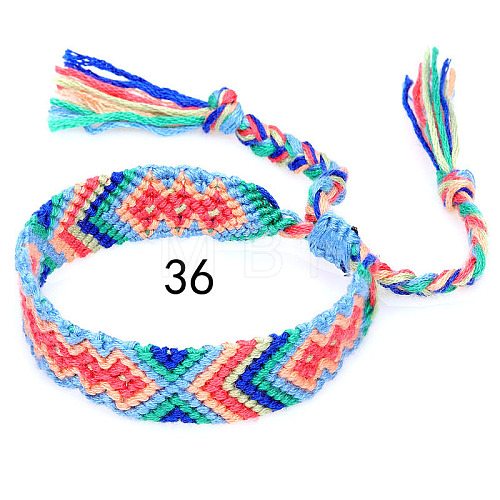 Cotton Braided Rhombus Pattern Cord Bracelet FIND-PW0013-003A-36-1