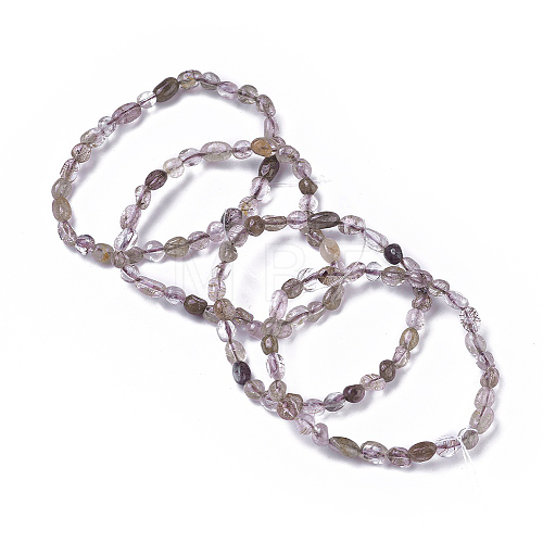 Natural Rutilated Quartz Bead Stretch Bracelets BJEW-K213-39-1