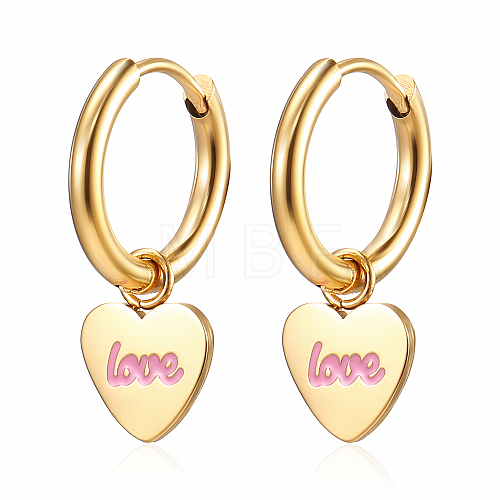 Stylish Stainless Steel LOVE Heart Pendant Earrings for Women's Daily Wear JK4182-1-1