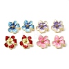 Brass Enamel Flower Stud Earrings EJEW-P322-03G-4
