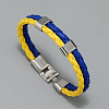 Flag Color Imitation Leather Double Line Cord Bracelet with Alloy Clasp GUQI-PW0001-088-5