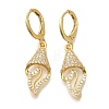 Rack Plating Shell Shape Brass Micro Pave Clear Cubic Zirconia Hoop Earrings EJEW-H016-38G-1