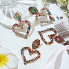 2 Pairs 2 Colors Rhinestone Hollow Out Heart Dangle Stud Earrings EJEW-FI0001-13-7