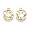 Brass Micro Pave Clear Cubic Zirconia Charms KK-S348-544-NF-1