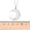 Moon with Flower 304 Stainless Steel Pendant Necklaces NJEW-H059-11P-5