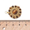 Natural Tiger Eye Faceted Round & Gold Glass Seed Beaded Pendants PALLOY-MZ01323-01-3