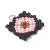 Handmade Glass Seed Beaded  Window Lattice Pattern Shape Pendants PALLOY-MZ00929-02-3