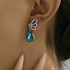 Elegant Alloy Butterfly with Teardrop Dangle Stud Earrings TF5032-4