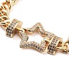 Cubic Zirconia Link Bracelet with Golden Brass Curb Chains BJEW-C055-06B-G-2