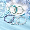 5Pcs 5 Styles Natural Rose Quartz & Quartz Crystal & Howlite & Green Aventurine & Amethyst Chip Beaded Stretch Bracelets for Women BJEW-JB10935-2