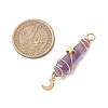 3Pcs 3 Styles Natural Amethyst Pointed Copper Wire Wrapped Faceted Bullet Big Pendants PALLOY-JF03572-03-2