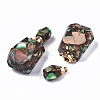 Assembled Synthetic Bronzite and Imperial Jasper Openable Perfume Bottle Pendants G-S366-059E-3