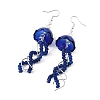 Dyed Natural Malaysia Jade Jellyfish Dangle Earrings for Women EJEW-JE07484-02-4