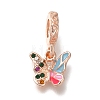 Rack Plating Alloy Rhinestone European Dangle Charms PALLOY-P307-09RG-1