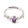 Horse Eye Natural Amethyst Adjustable Rings RJEW-Q817-02P-02-2